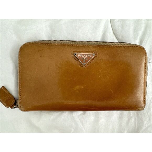 PRADA Tan Leather Zippy Wallet - Picture 1 of 16